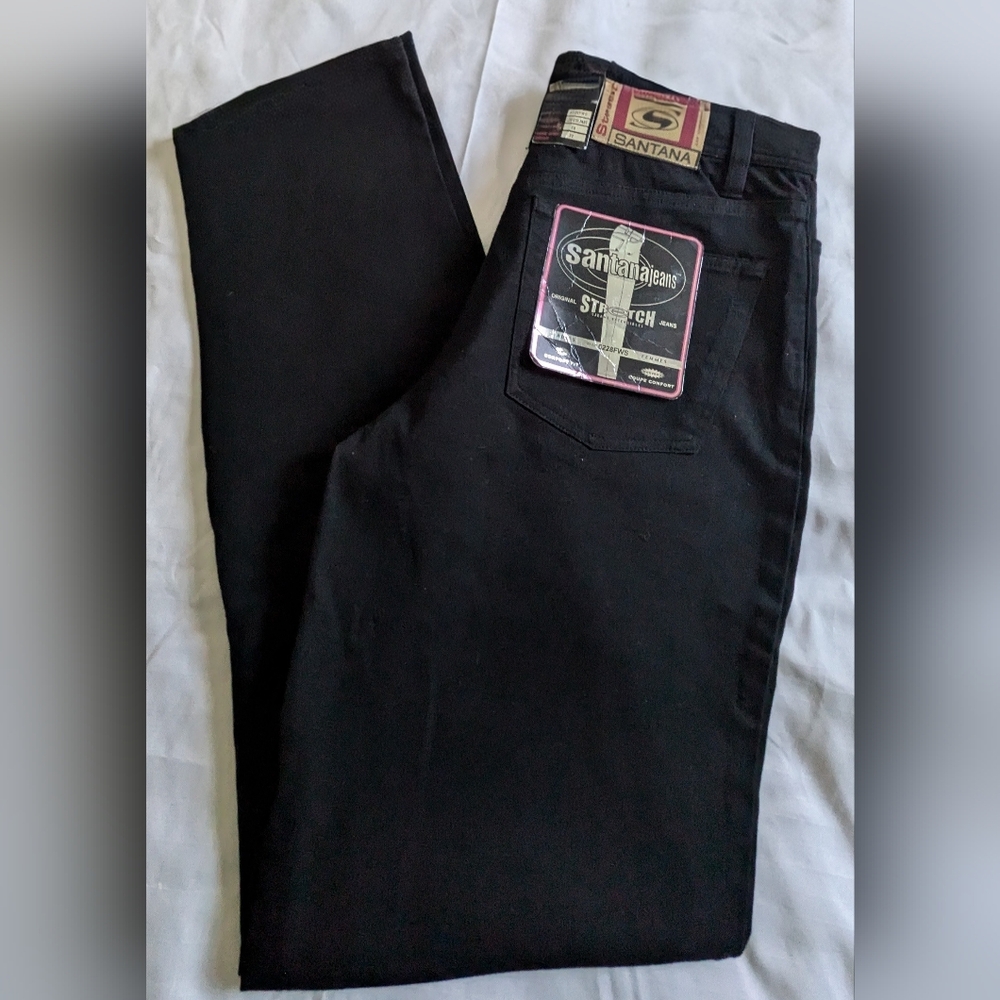 New Santana Original Black Stretch Jeans Comfort Fit Straight Leg Women 28 X 32